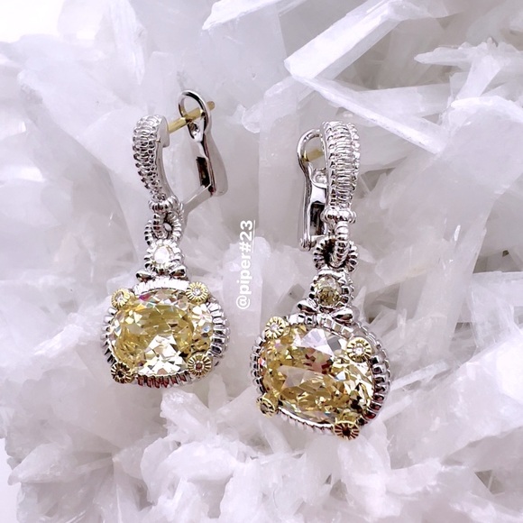 Judith Ripka JR TWO Canary Crystal & Diamond Drop Earrings - Picture 5 of 8